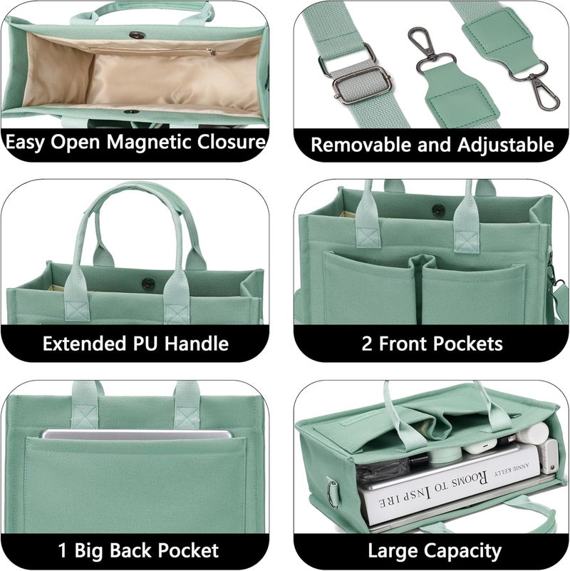 ZHMO Canvas Tote Bag for Women,Women's Bags Crossbody Bags Work Laptop Tote Bag Large Handbags Purse for Travel Nurse Teacher - Image 4